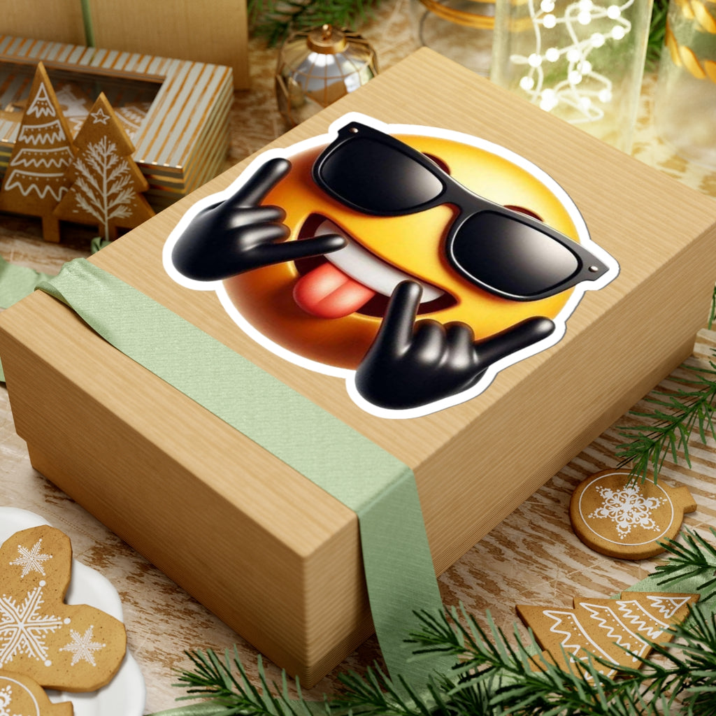"Rock On Smiley Face" Kiss-Cut Sticker