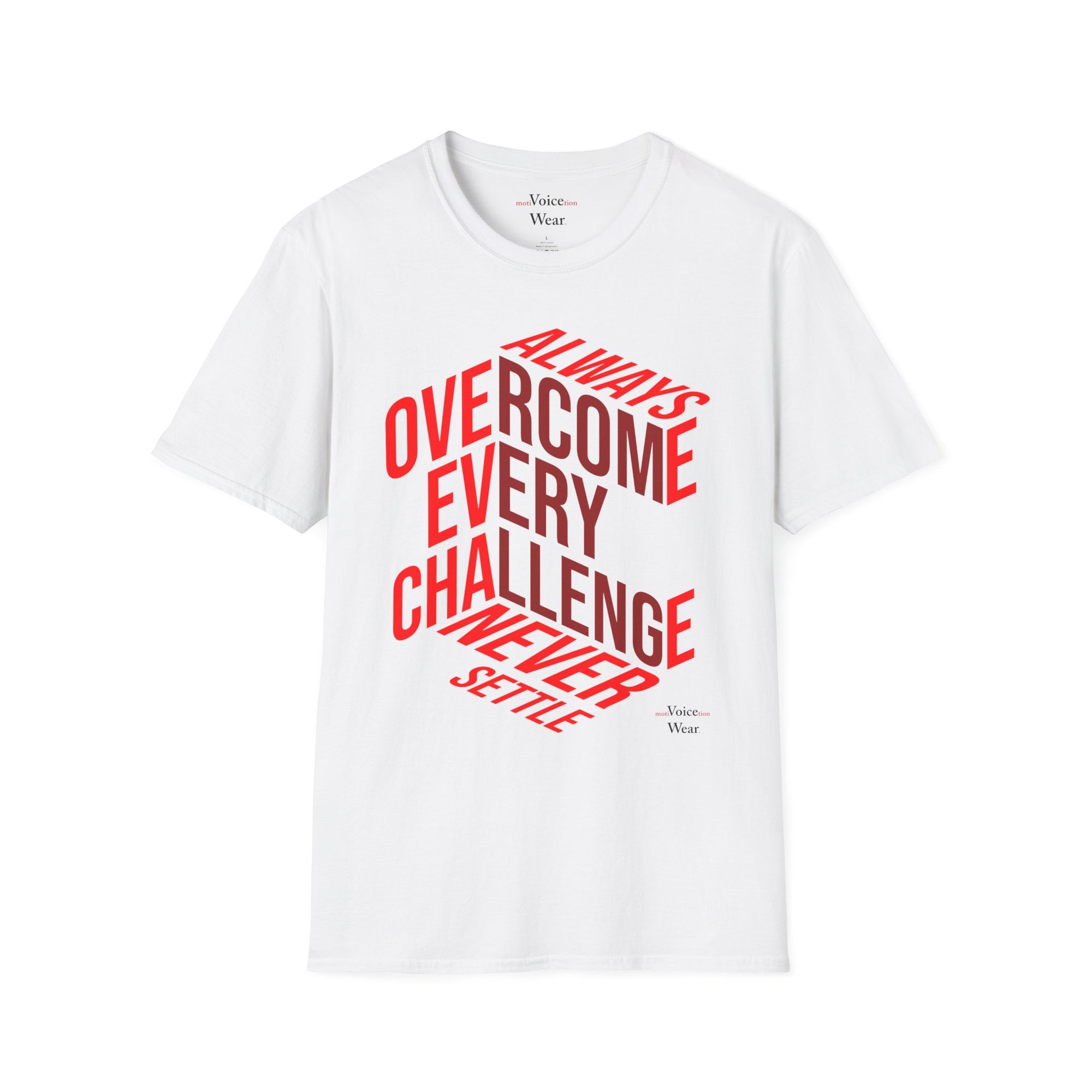 "Overcome Every Challenge (Red)" - "moti-Voice-tion Wear" T-Shirt