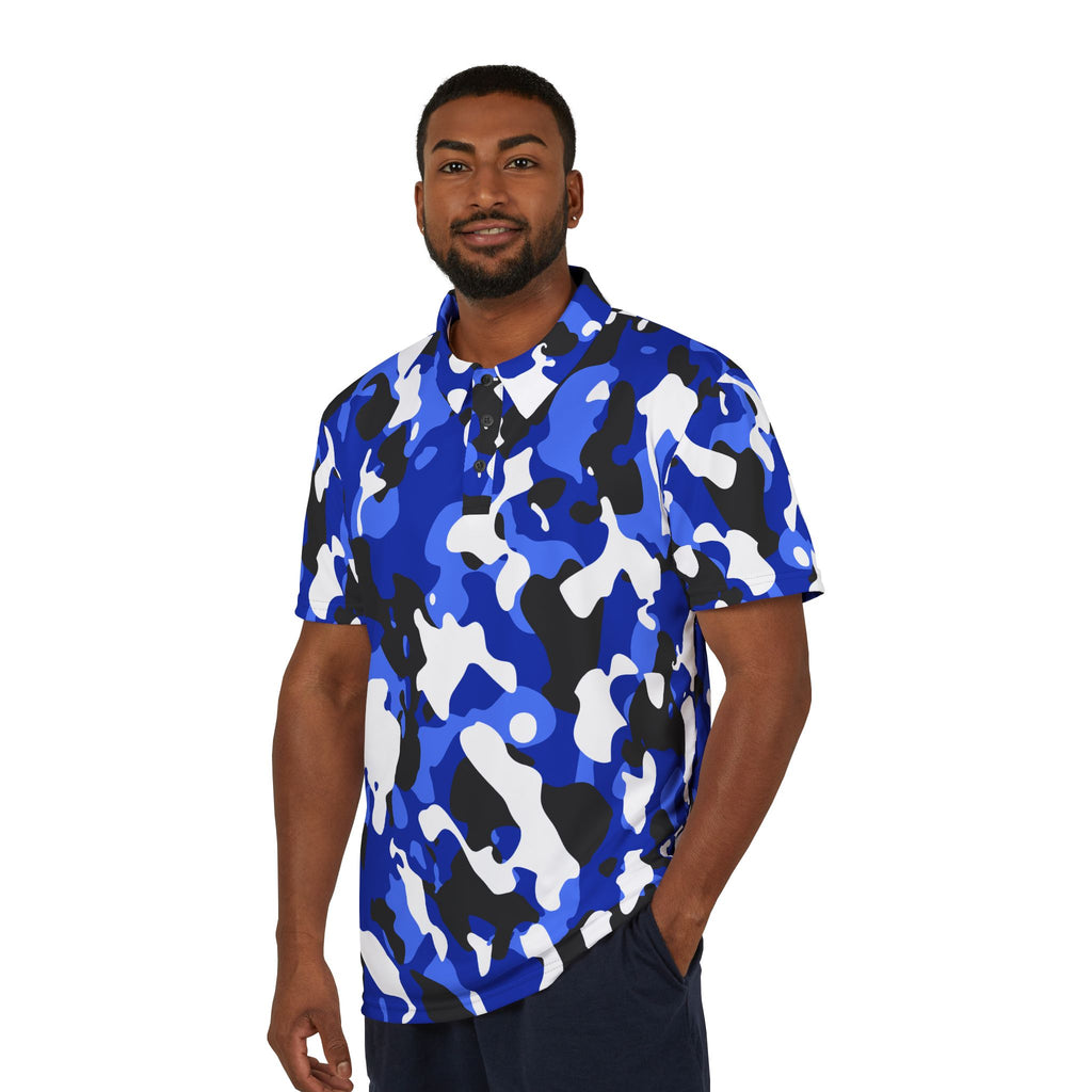 "All-Over Print" Blue Camo Unisex Polo Shirt
