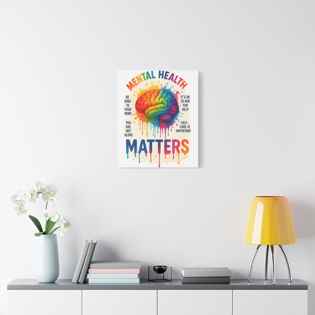 "Mental Health Matters" - Brain Matte Canvas Print