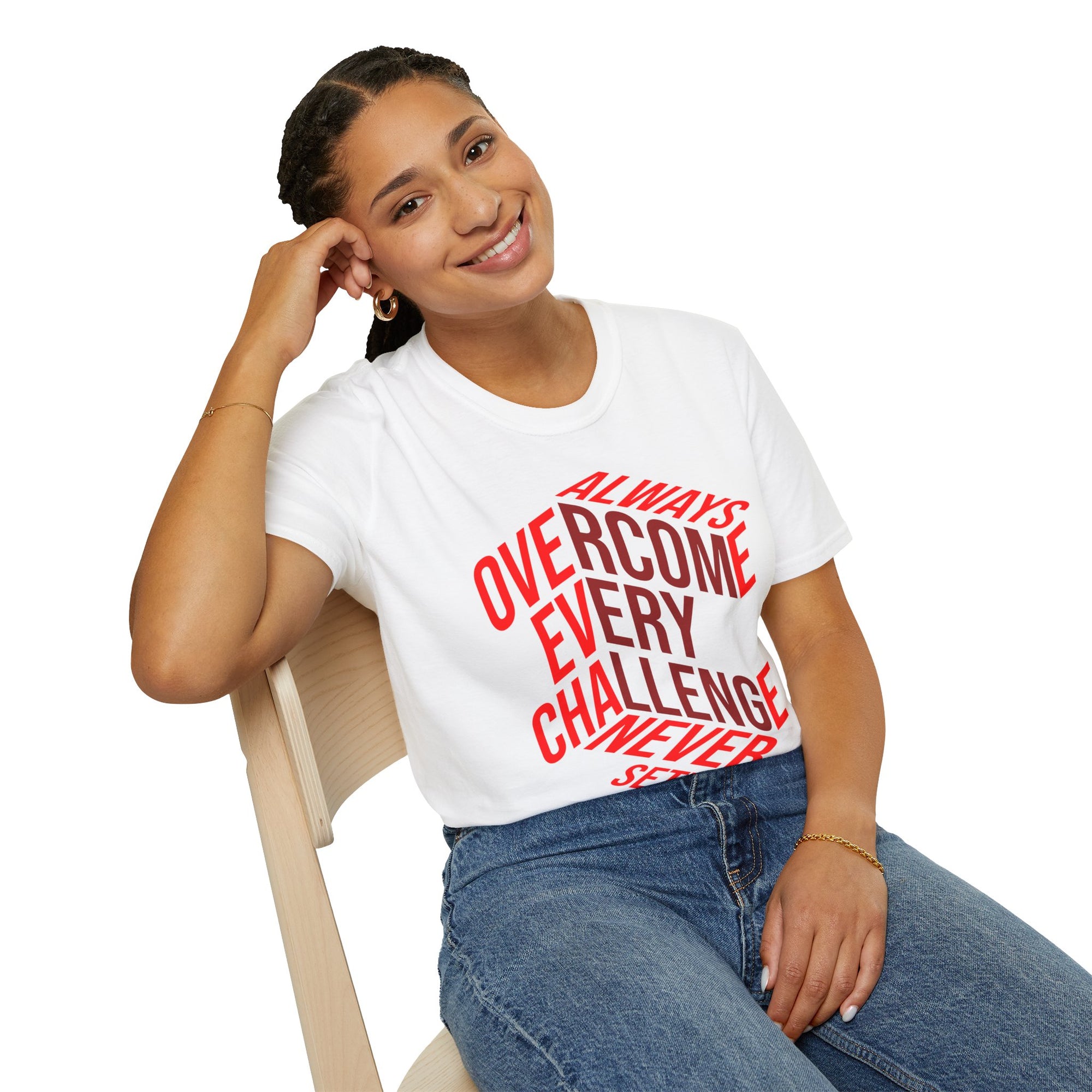 "Overcome Every Challenge (Red)" - "moti-Voice-tion Wear" T-Shirt
