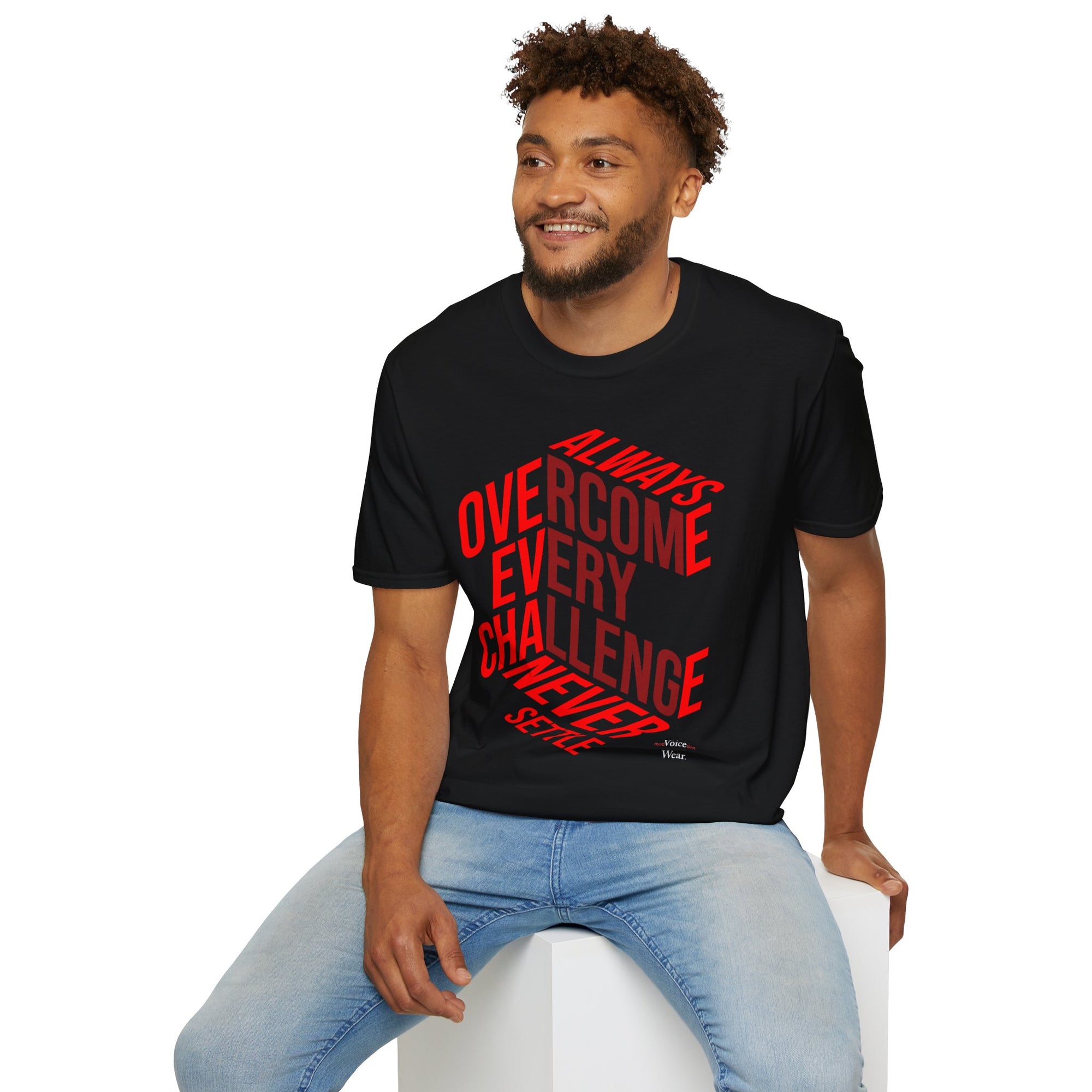 "Overcome Every Challenge (Red)" - "moti-Voice-tion Wear" T-Shirt