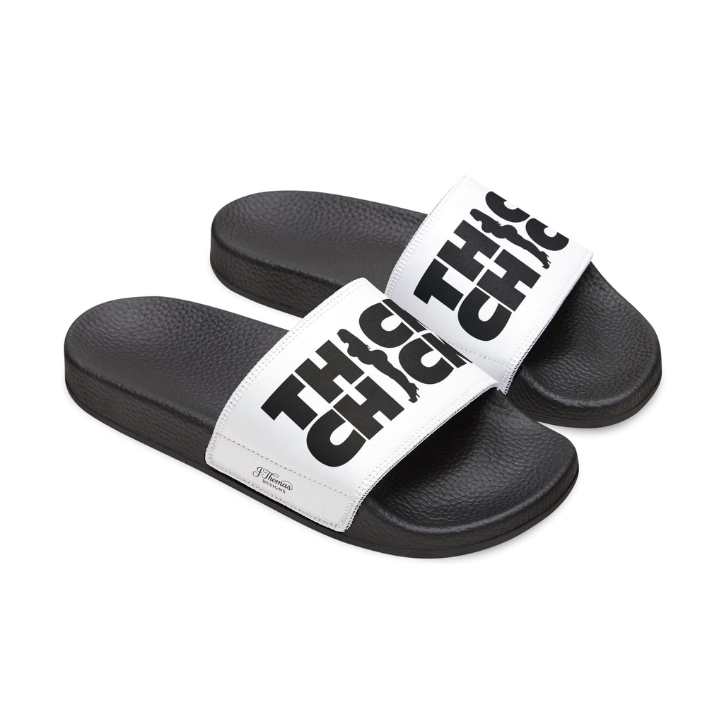 "All-Over Print" - Thick Chick Men's Removable-Strap Sandals - White