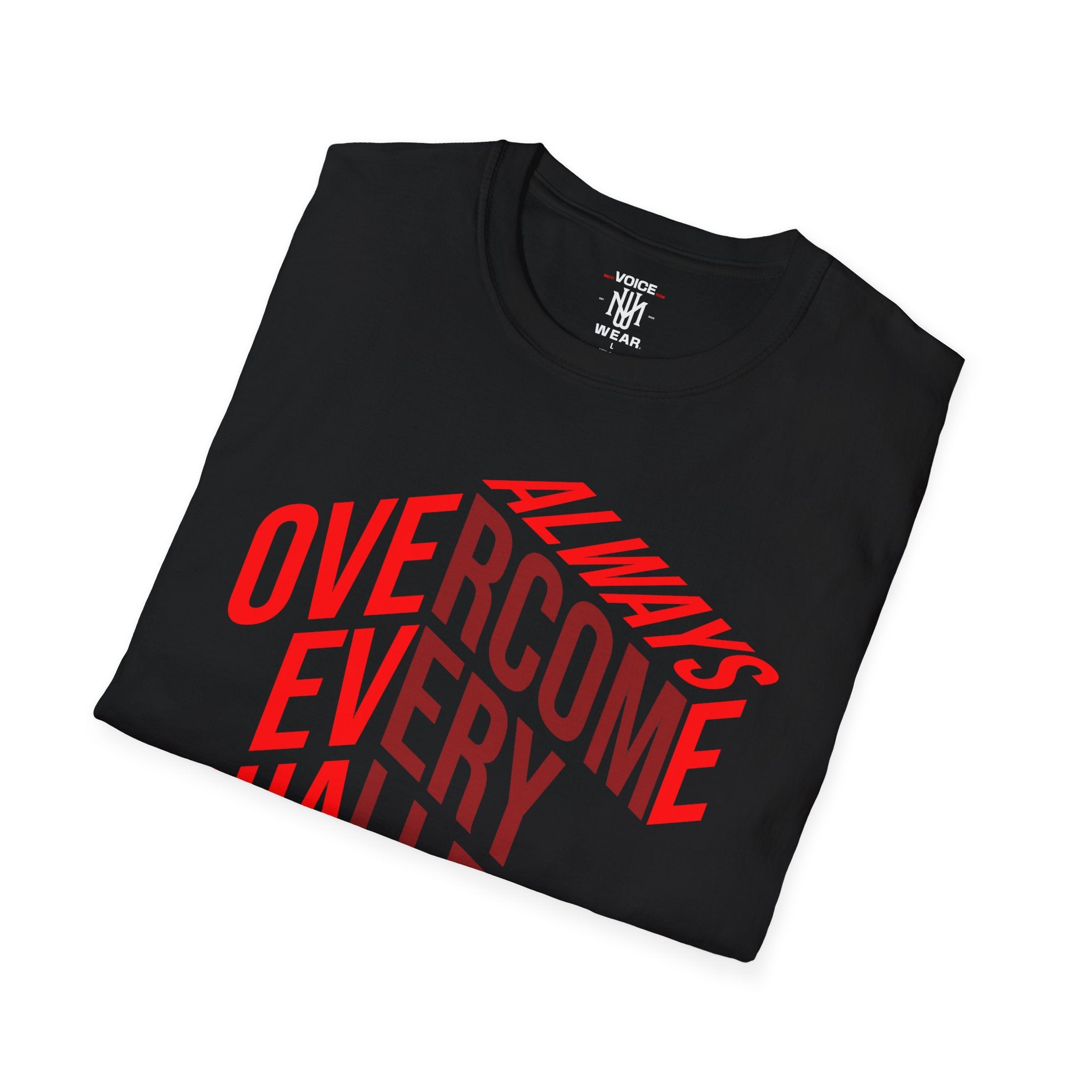"Overcome Every Challenge (Red)" - "moti-Voice-tion Wear" T-Shirt
