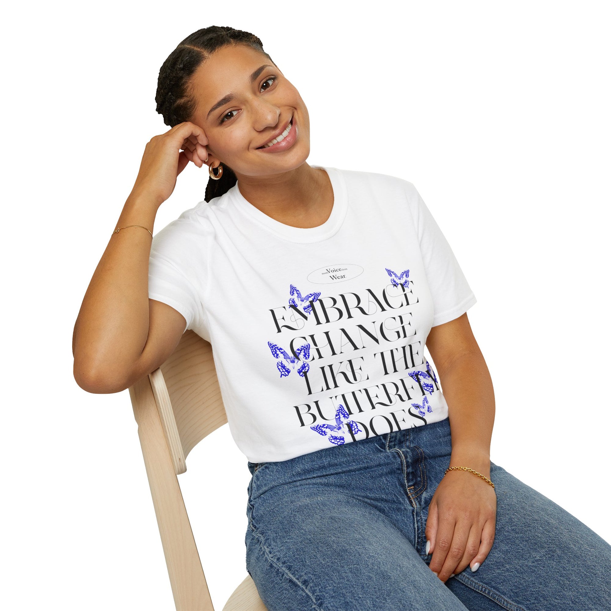 "Embrace Change" - Blue - "moti-Voice-tion Wear" T-Shirt