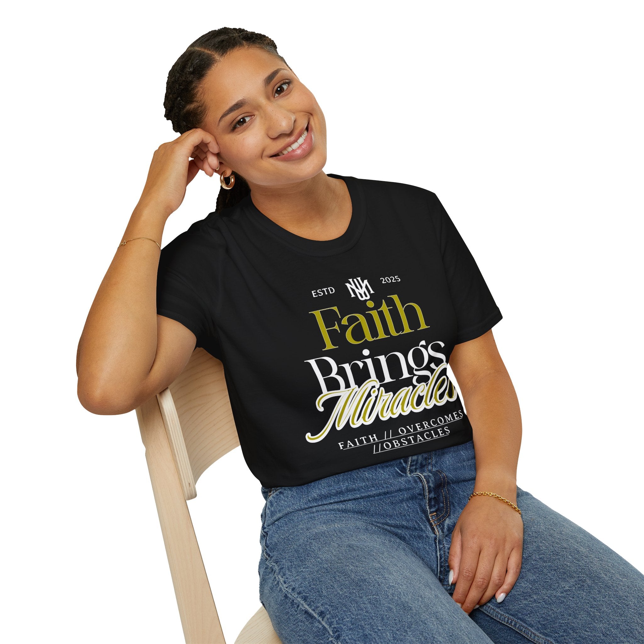 "Faith Brings Miracles" - "moti-Voice-tion Wear" T-Shirt