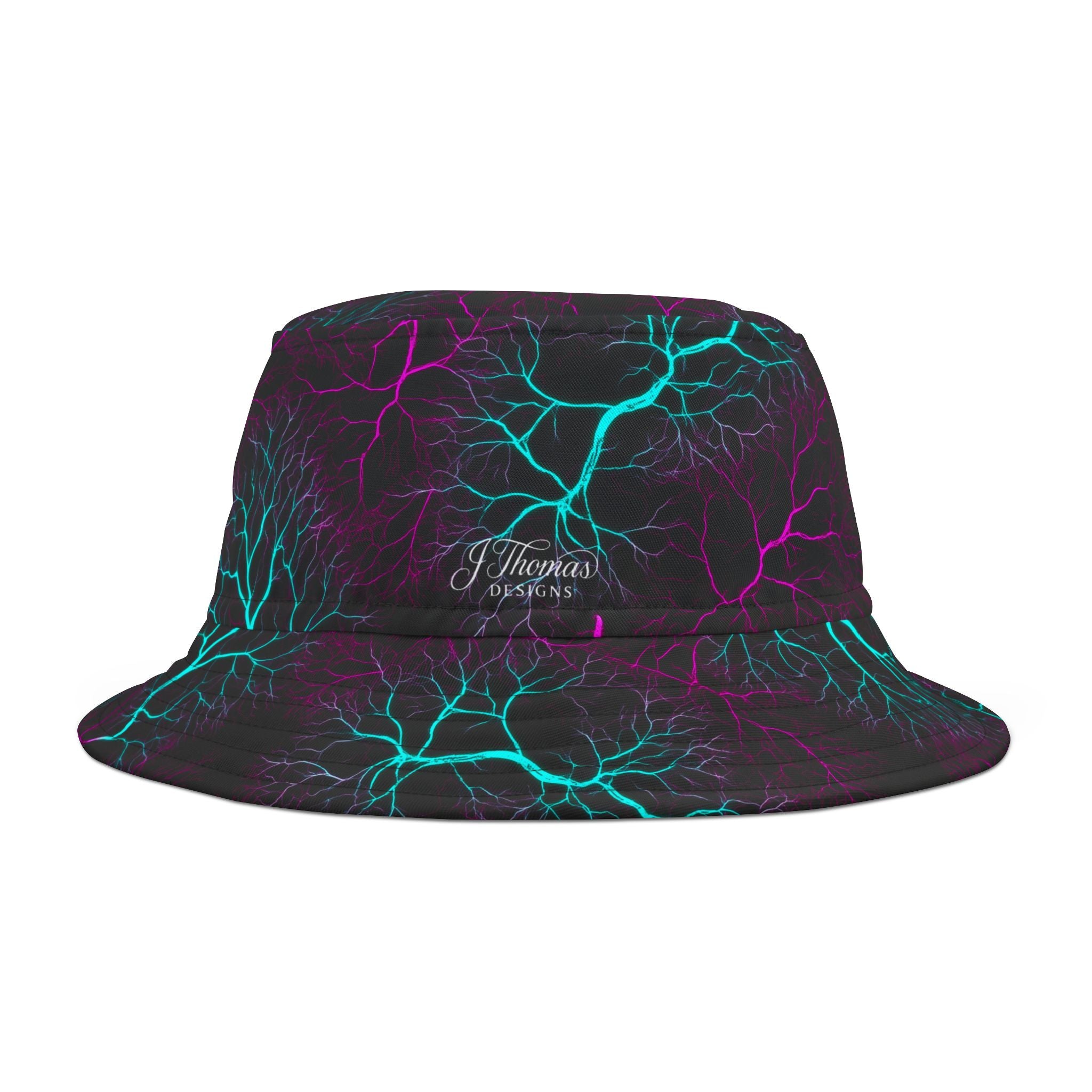 "All-Over Print" Neon Lightning Bucket Hat