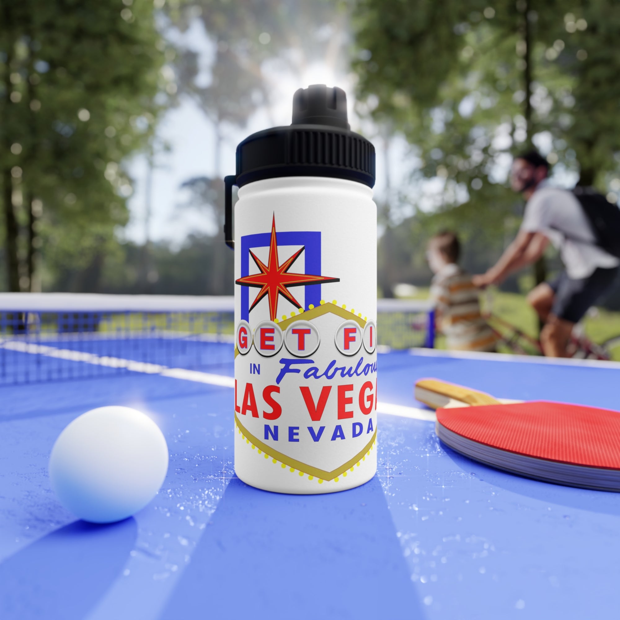 "Get Fit" Las Vegas Sign Stainless Steel Water Bottle