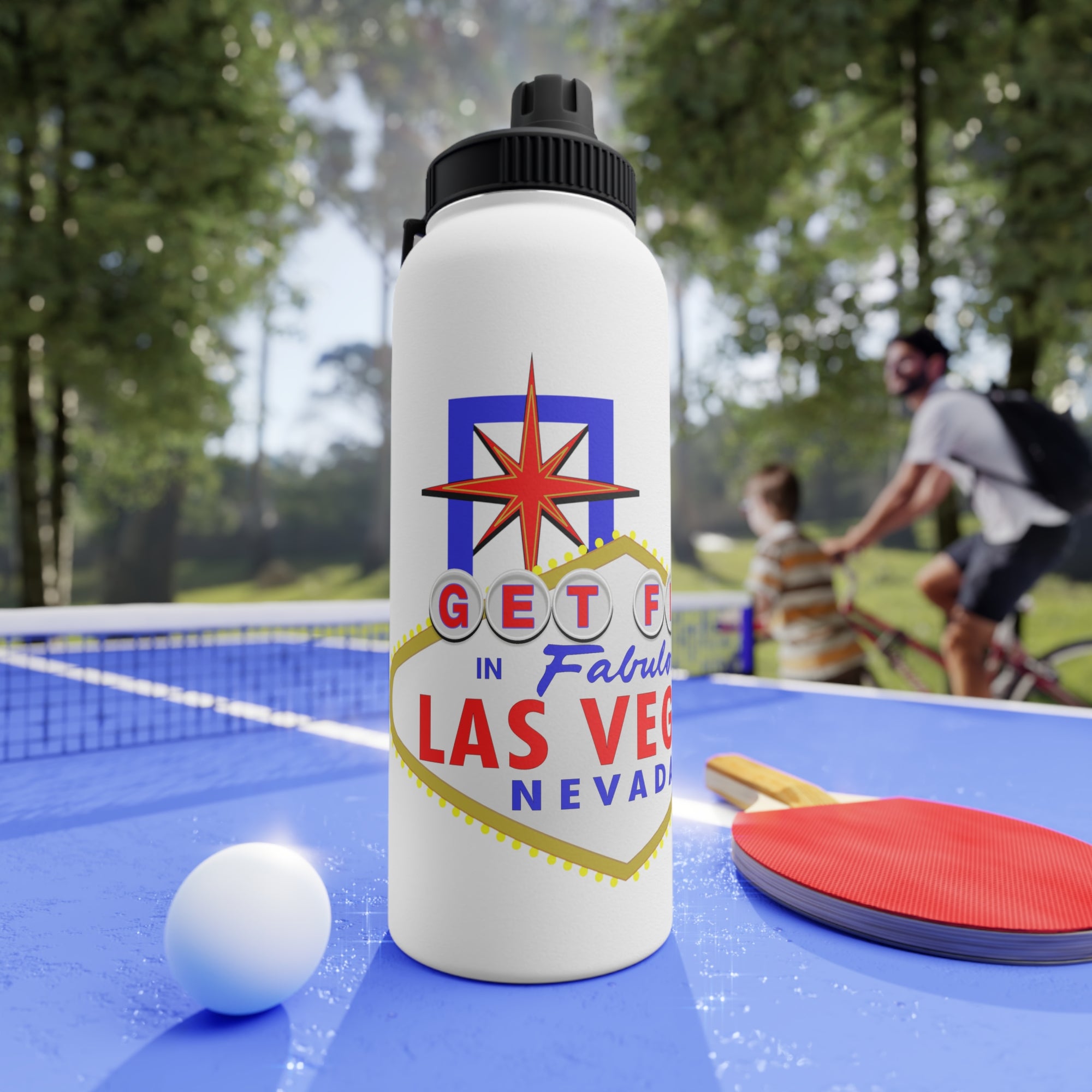 "Get Fit" Las Vegas Sign Stainless Steel Water Bottle