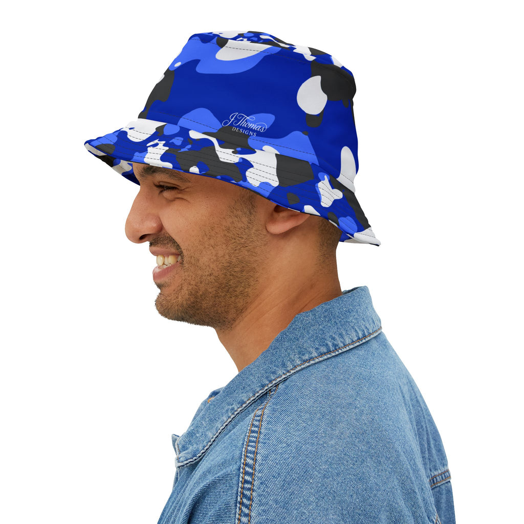 “All-Over Print” Blue Camo Bucket Hat