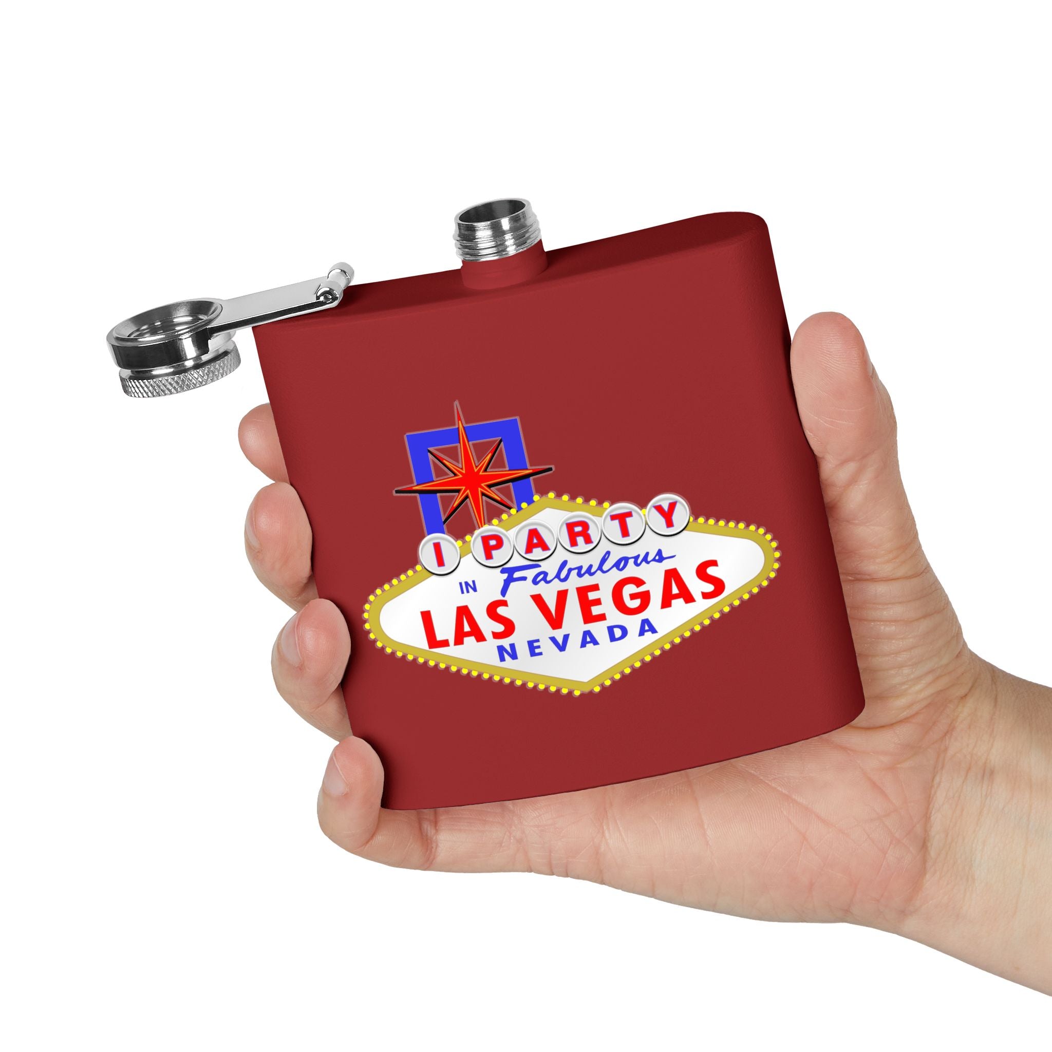 "I Party" Las Vegas Sign 6oz Flask