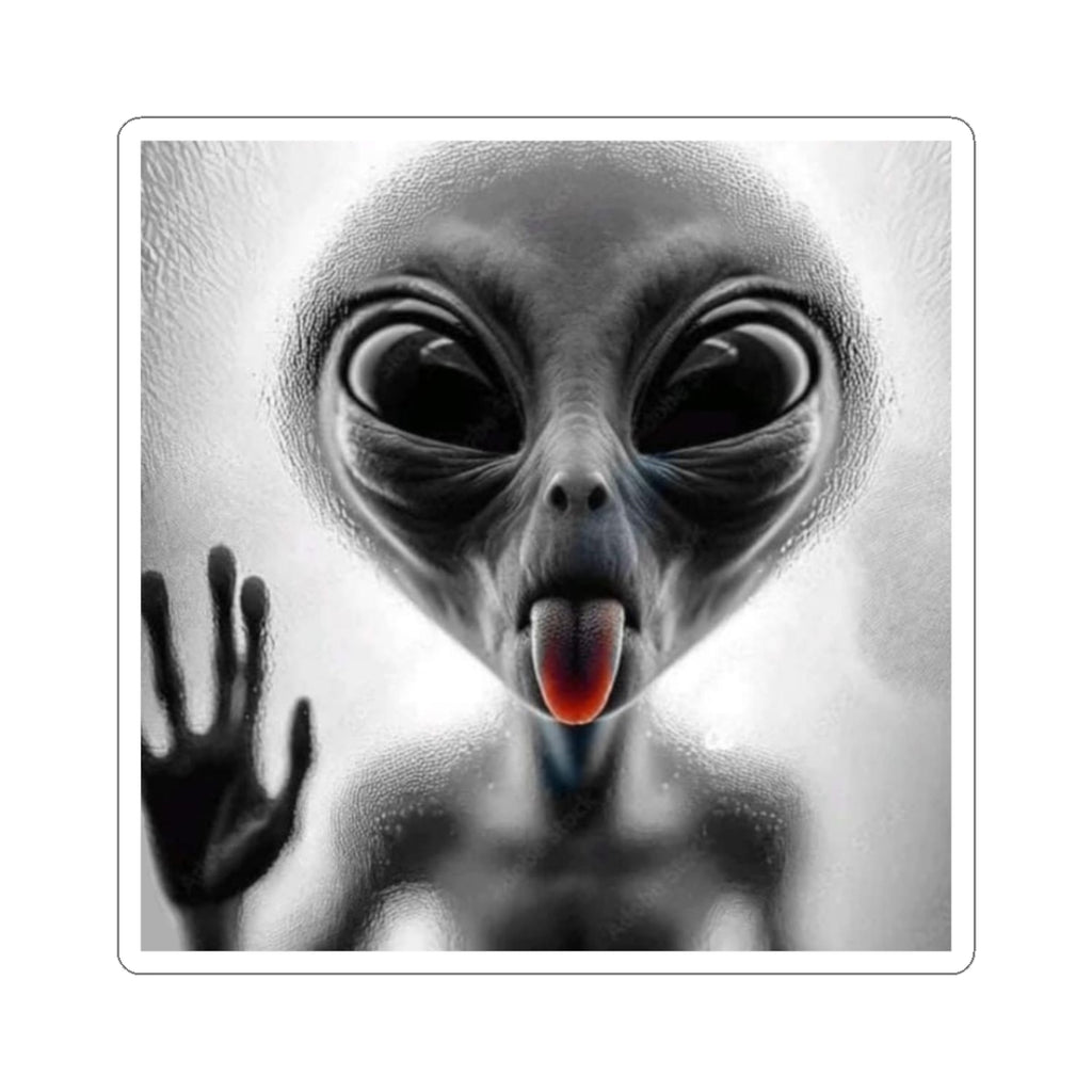 "Alien Licking Through Glass" Kiss-Cut Sticker