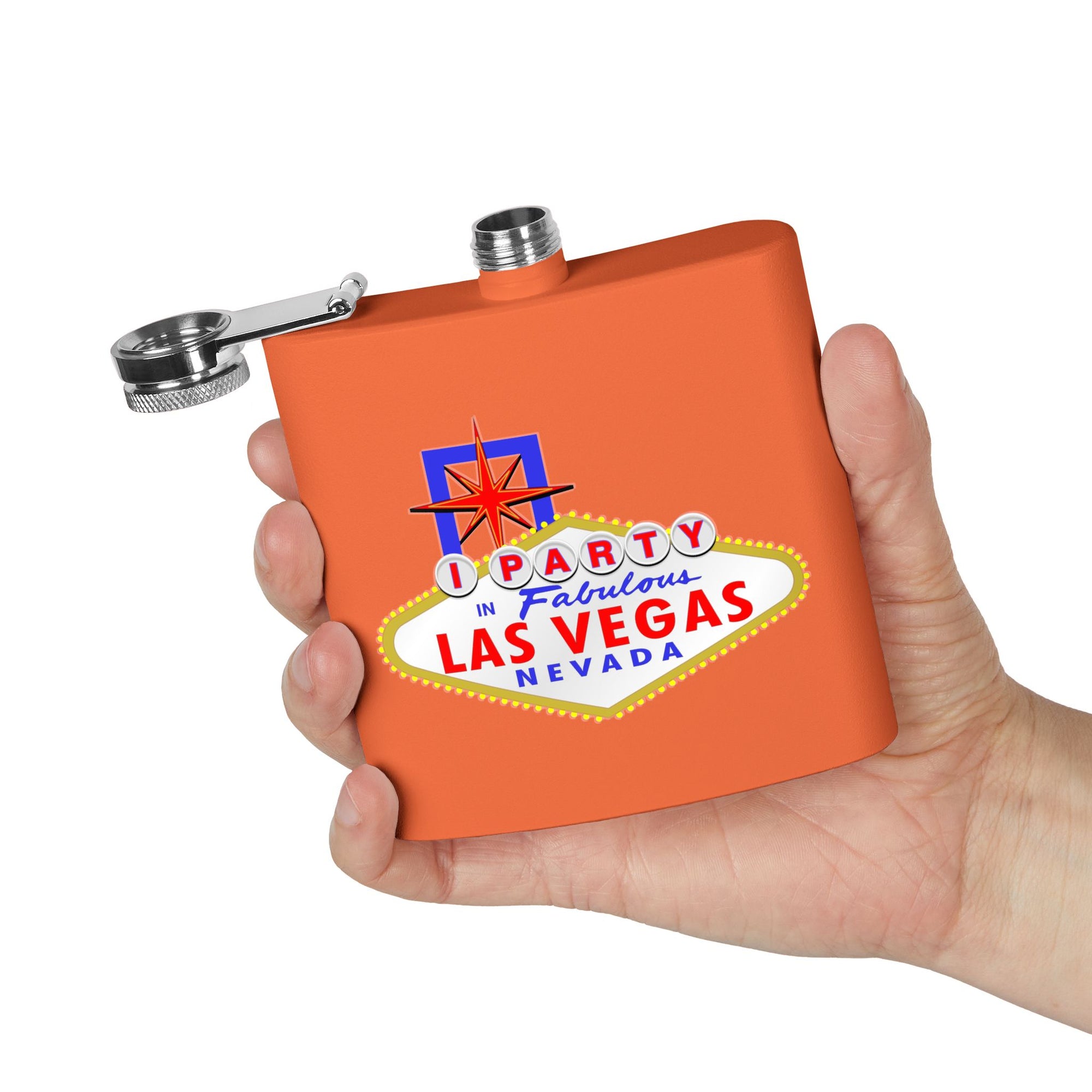 "I Party" Las Vegas Sign 6oz Flask
