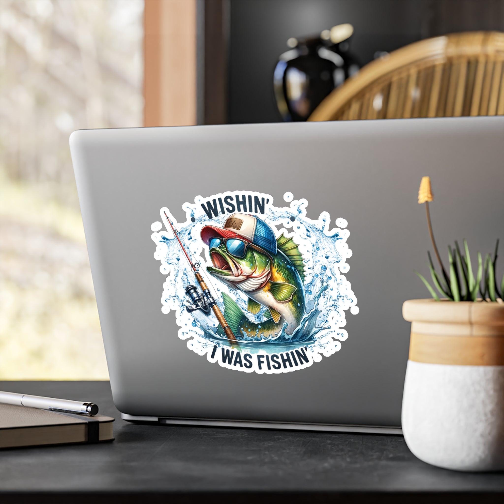 Wishin' I Was Fishin' Vinyl Decal