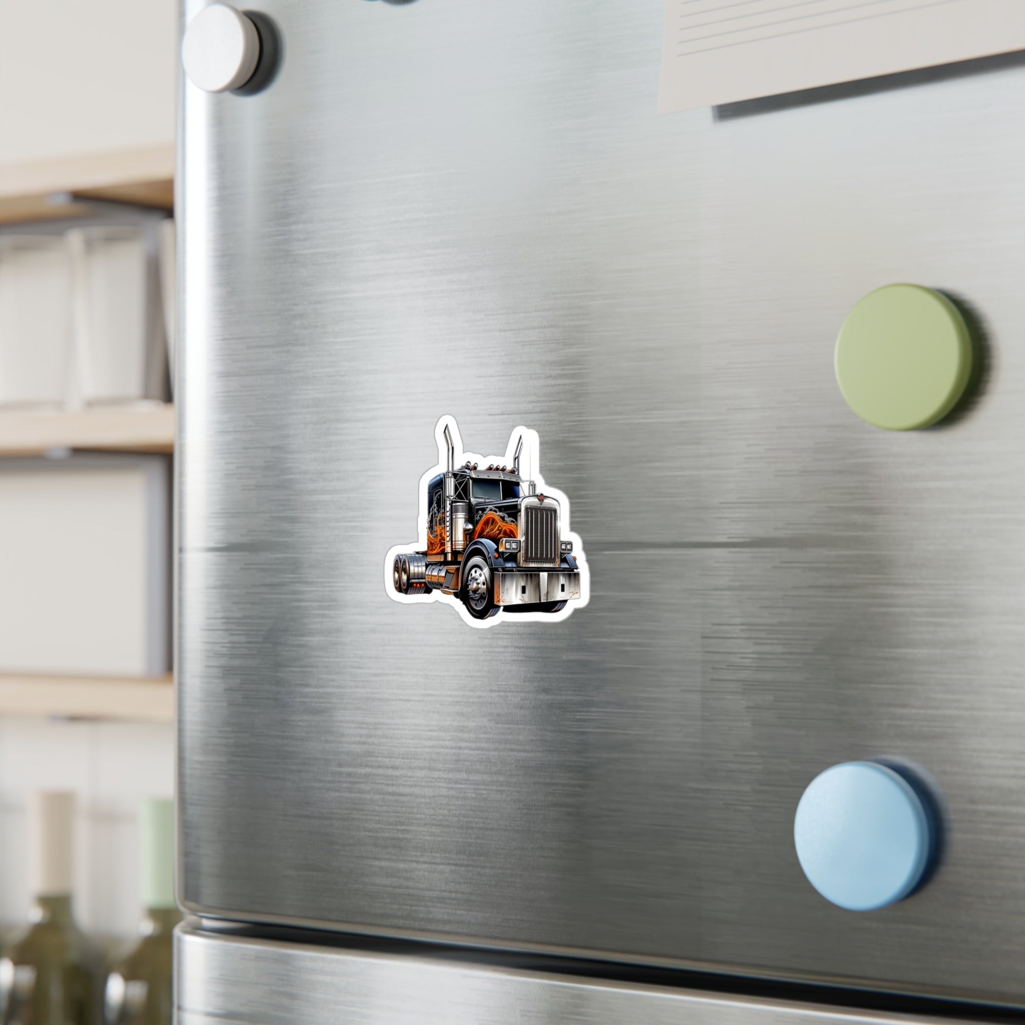 Semi Truck With Flames Vinyl Decal