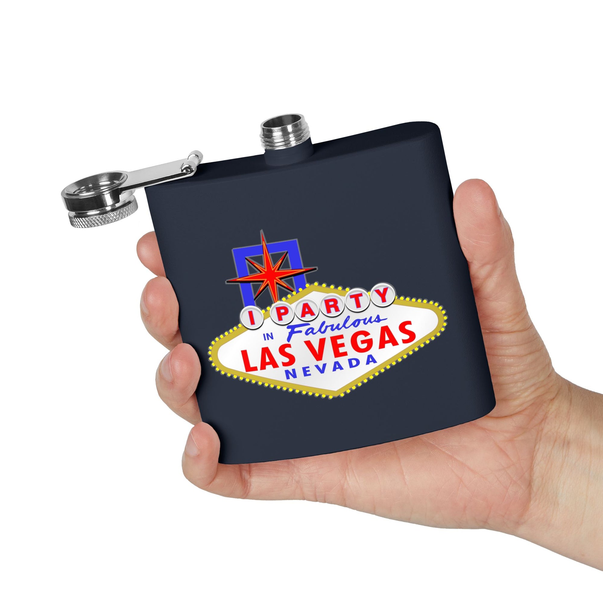 "I Party" Las Vegas Sign 6oz Flask
