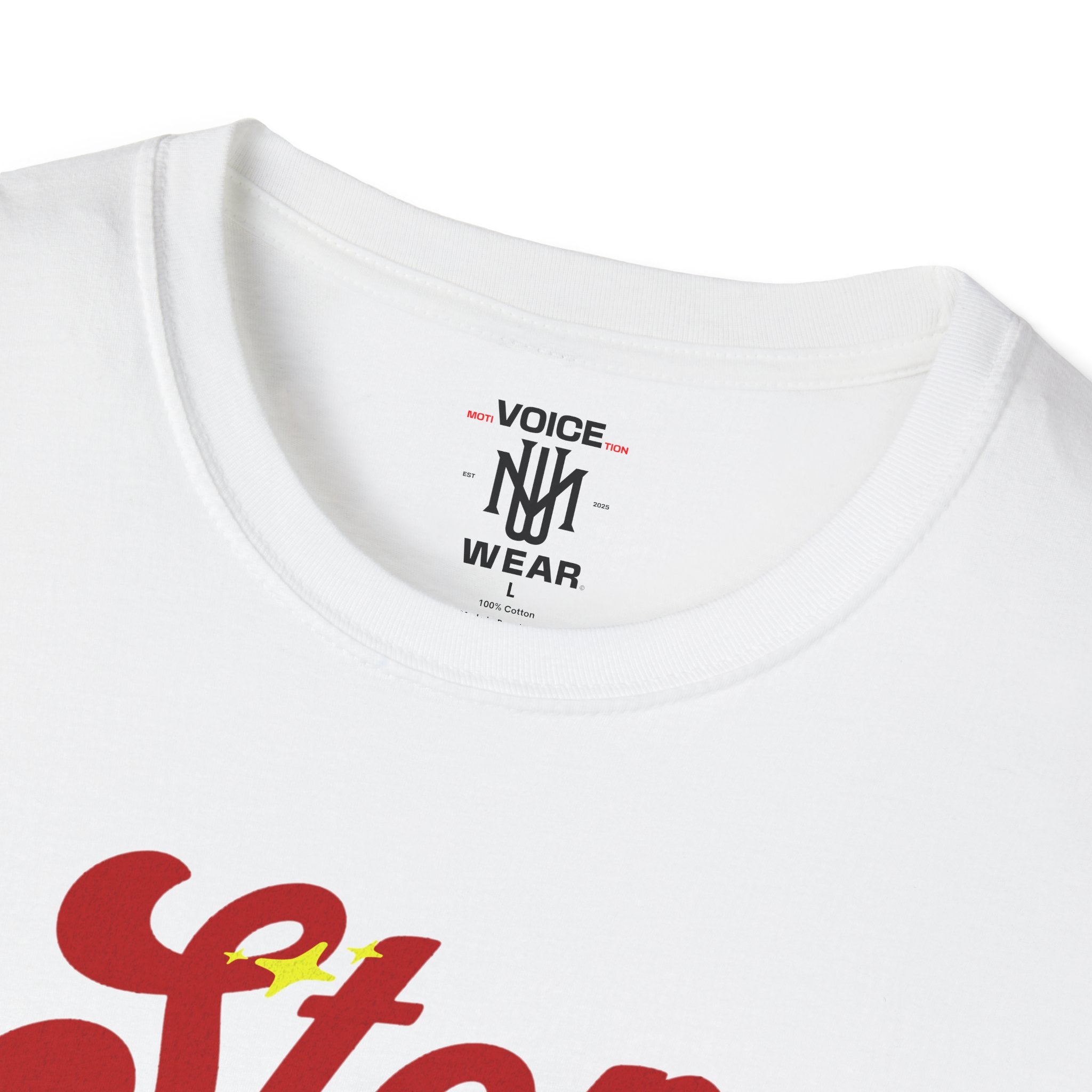 "Stop Living In The Past" - "moti-Voice-tion Wear" T-Shirt