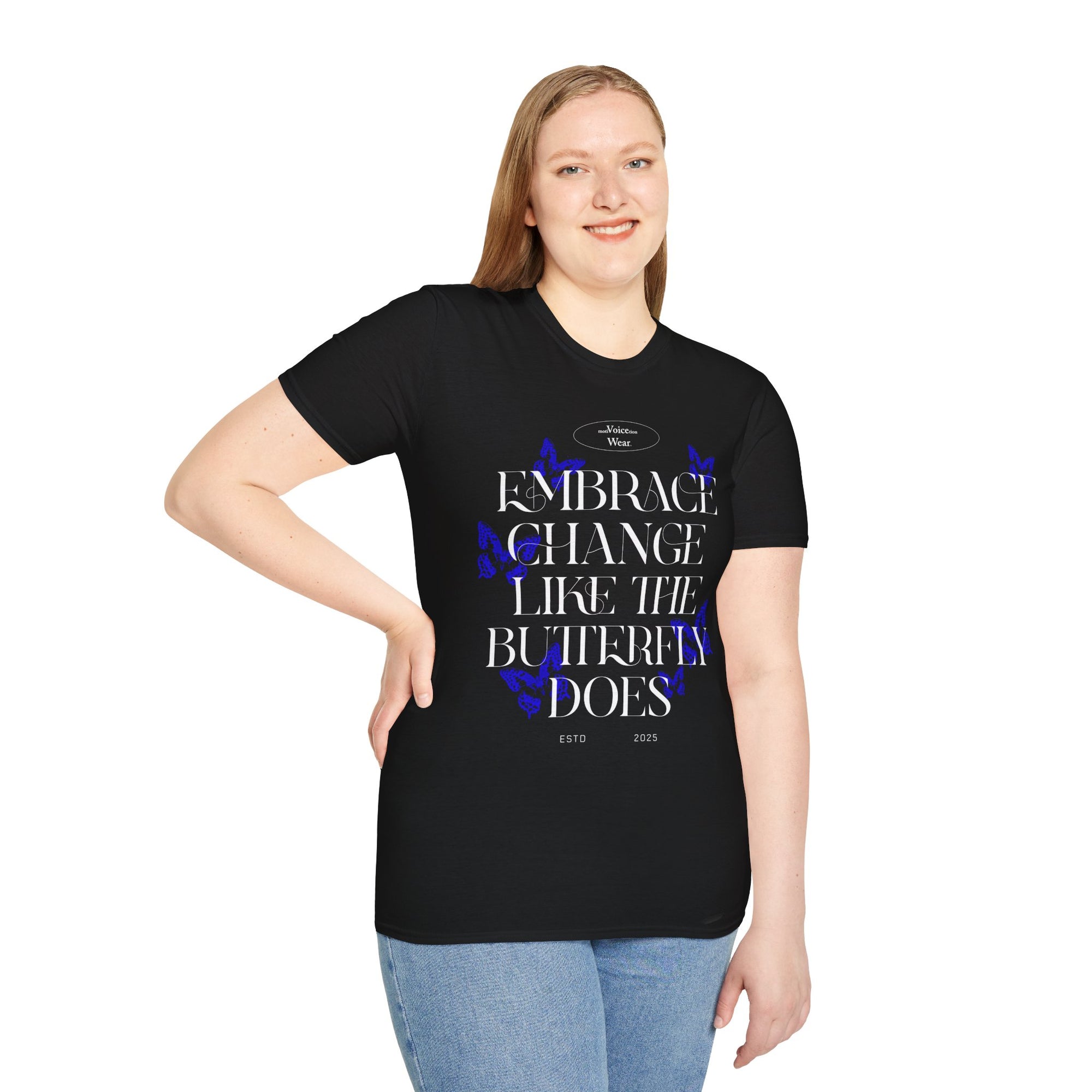 "Embrace Change" - Blue - "moti-Voice-tion Wear" T-Shirt