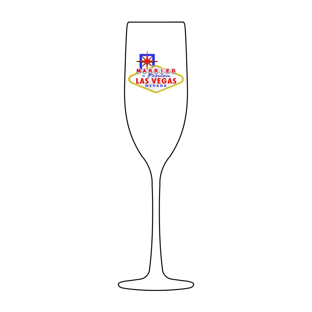 "Married" Las Vegas Sign Engraved Champagne Glass