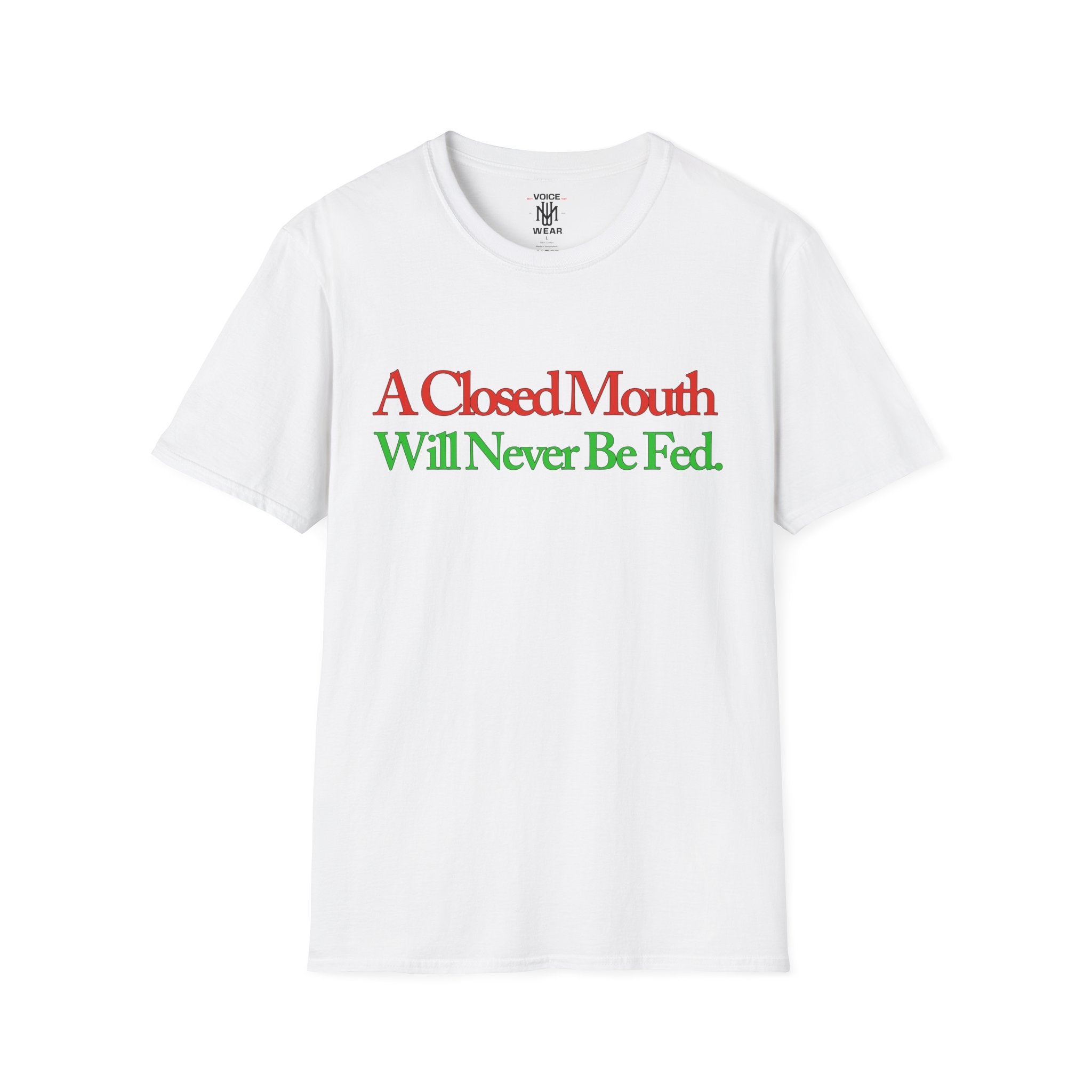"A Closed Mouth" - "moti-Voice-tion Wear" T-Shirt