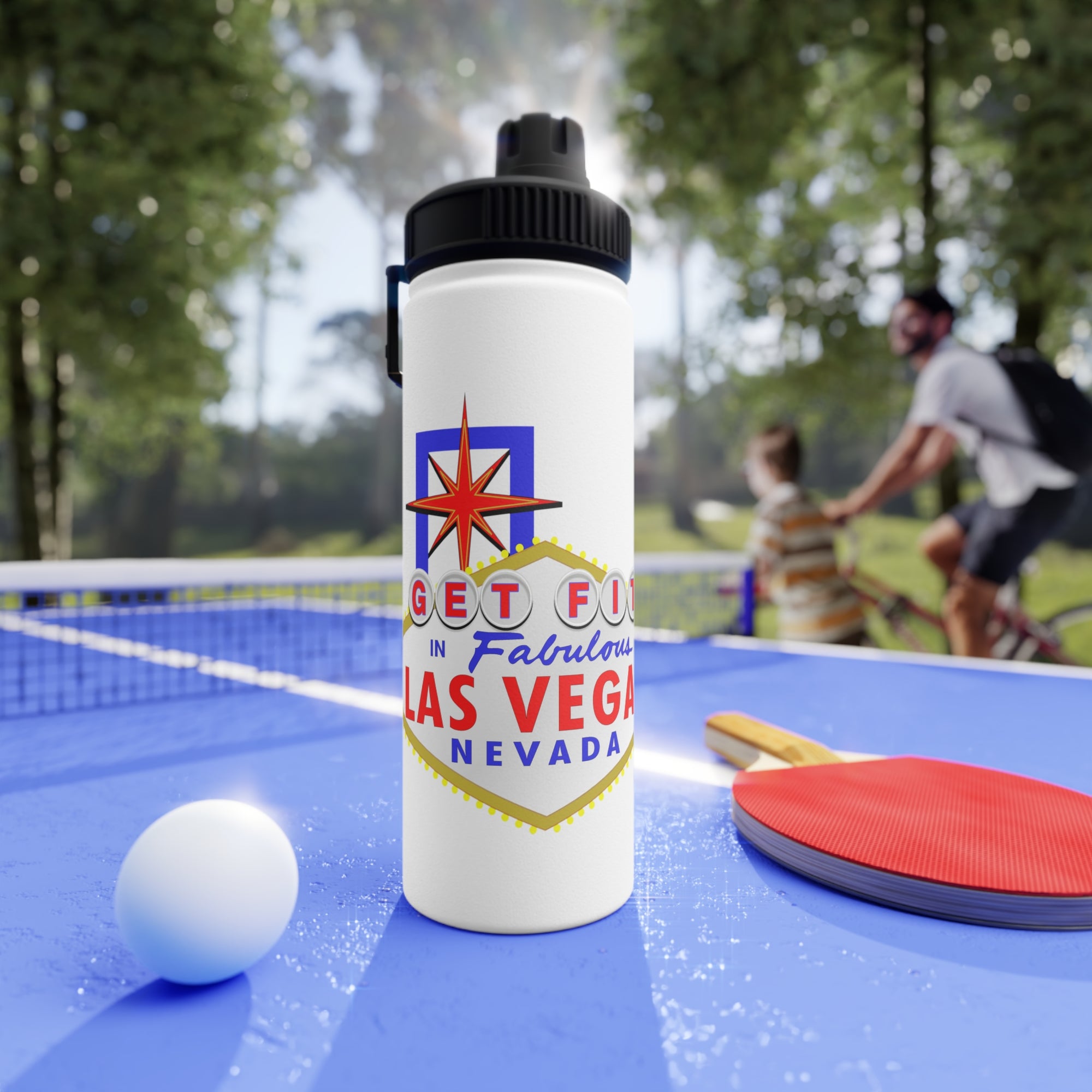 "Get Fit" Las Vegas Sign Stainless Steel Water Bottle