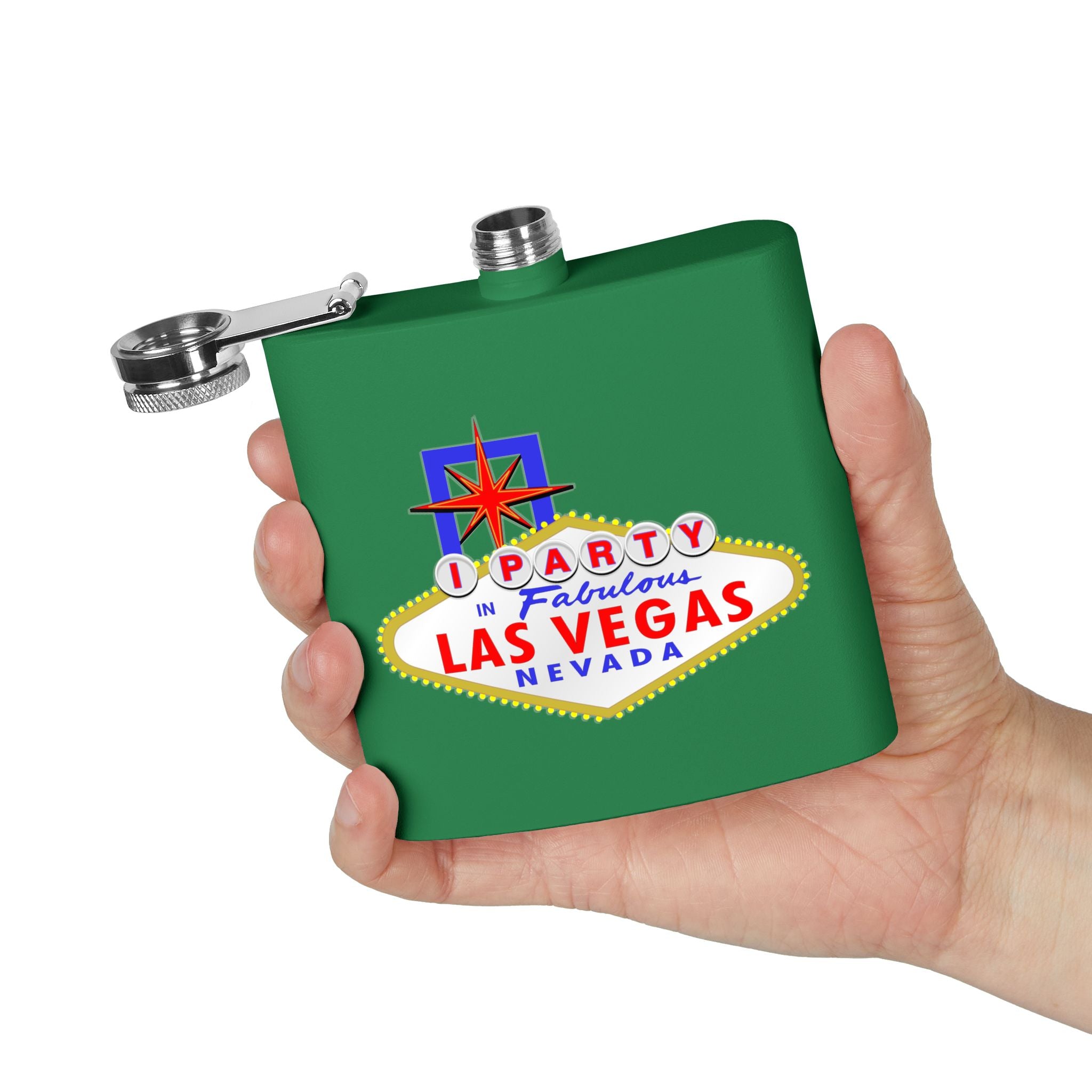 "I Party" Las Vegas Sign 6oz Flask