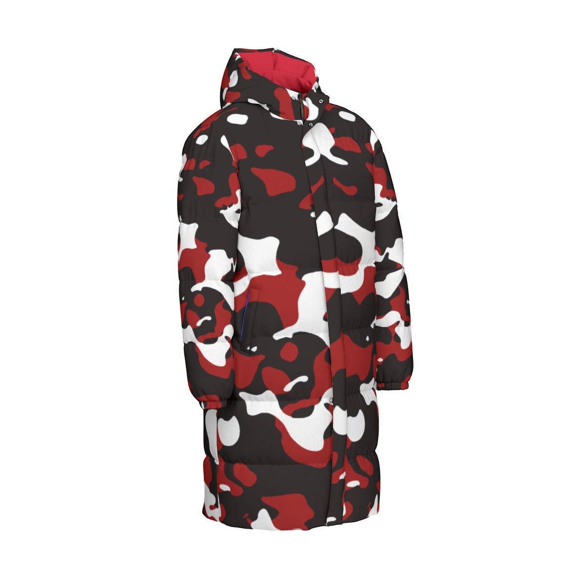 "All Over Print" Red Unisex Long Down Jacket