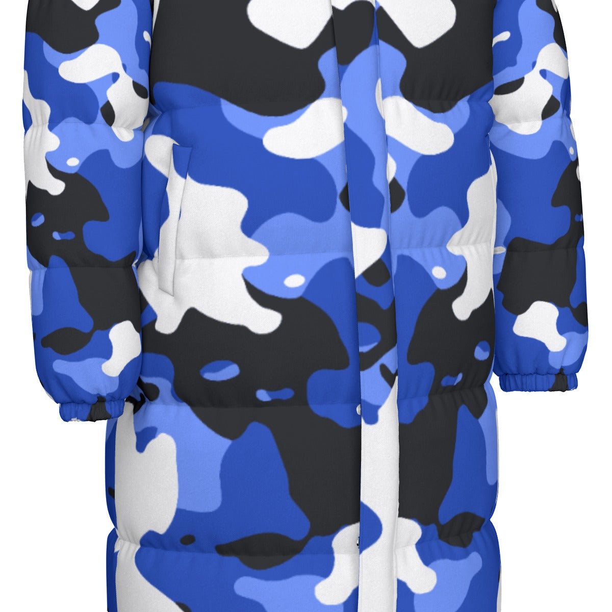 "All Over Print" Blue Unisex Long Down Jacket