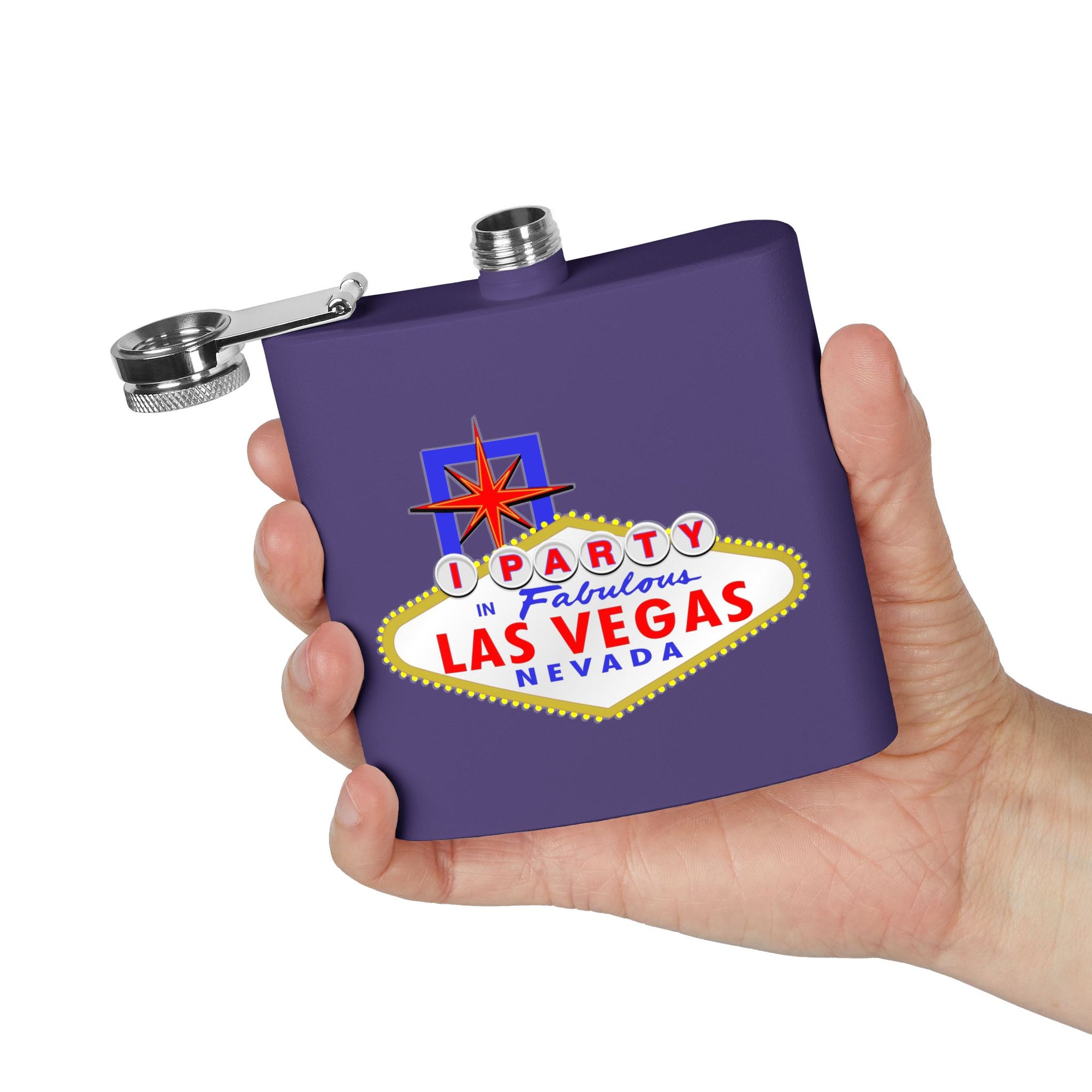 "I Party" Las Vegas Sign 6oz Flask