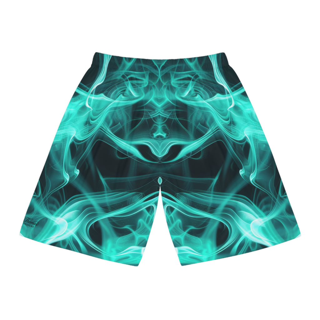 "All-Over Print" Teal Flame Basketball Shorts
