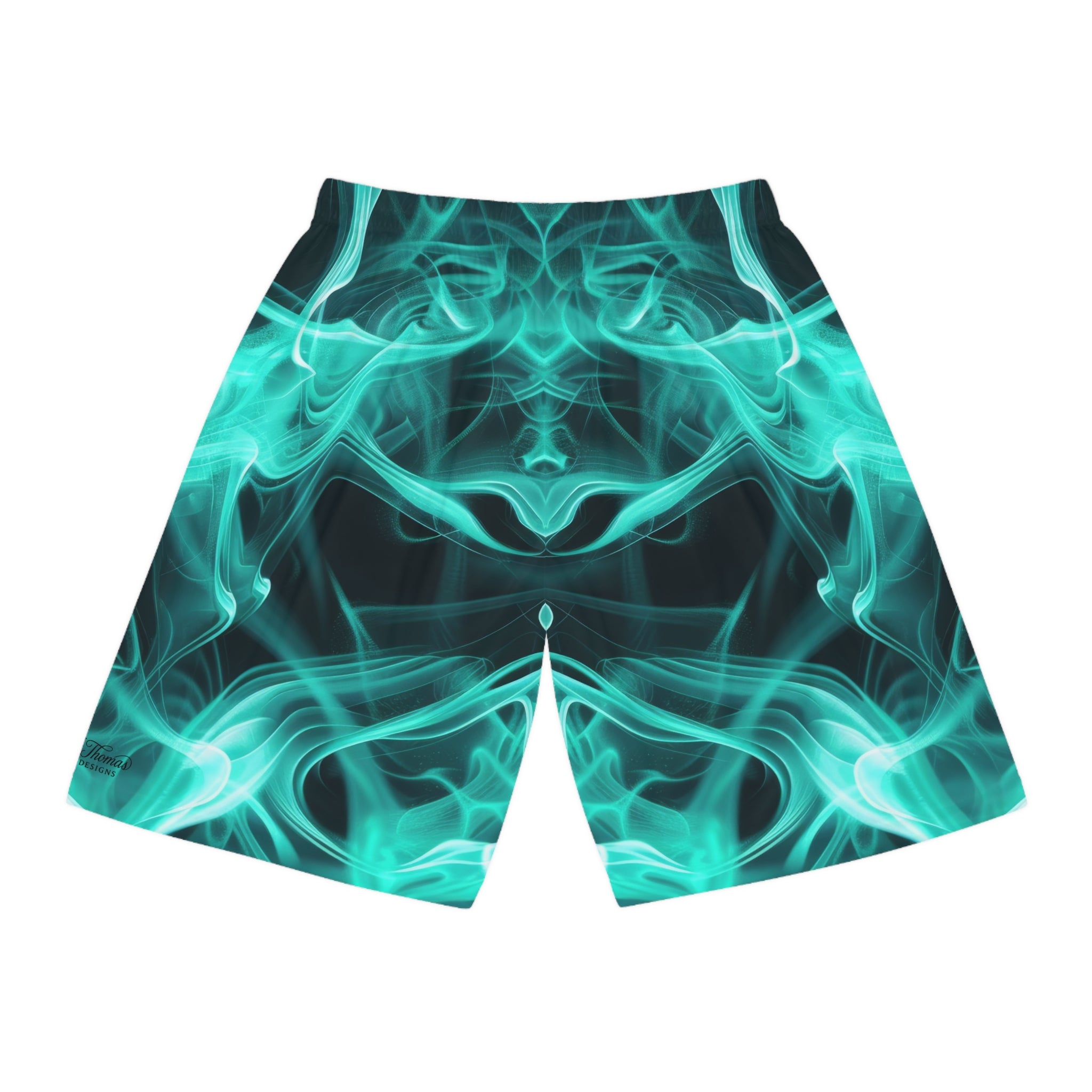 "All-Over Print" Teal Flame Basketball Shorts