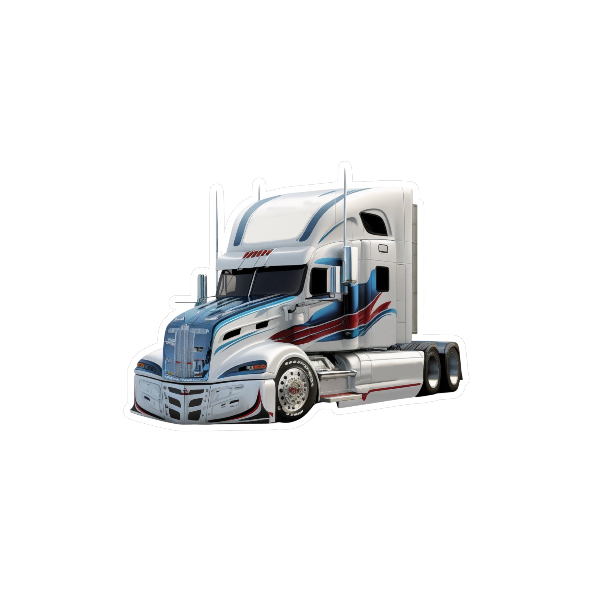 White Semi Truck Vinyl Decal