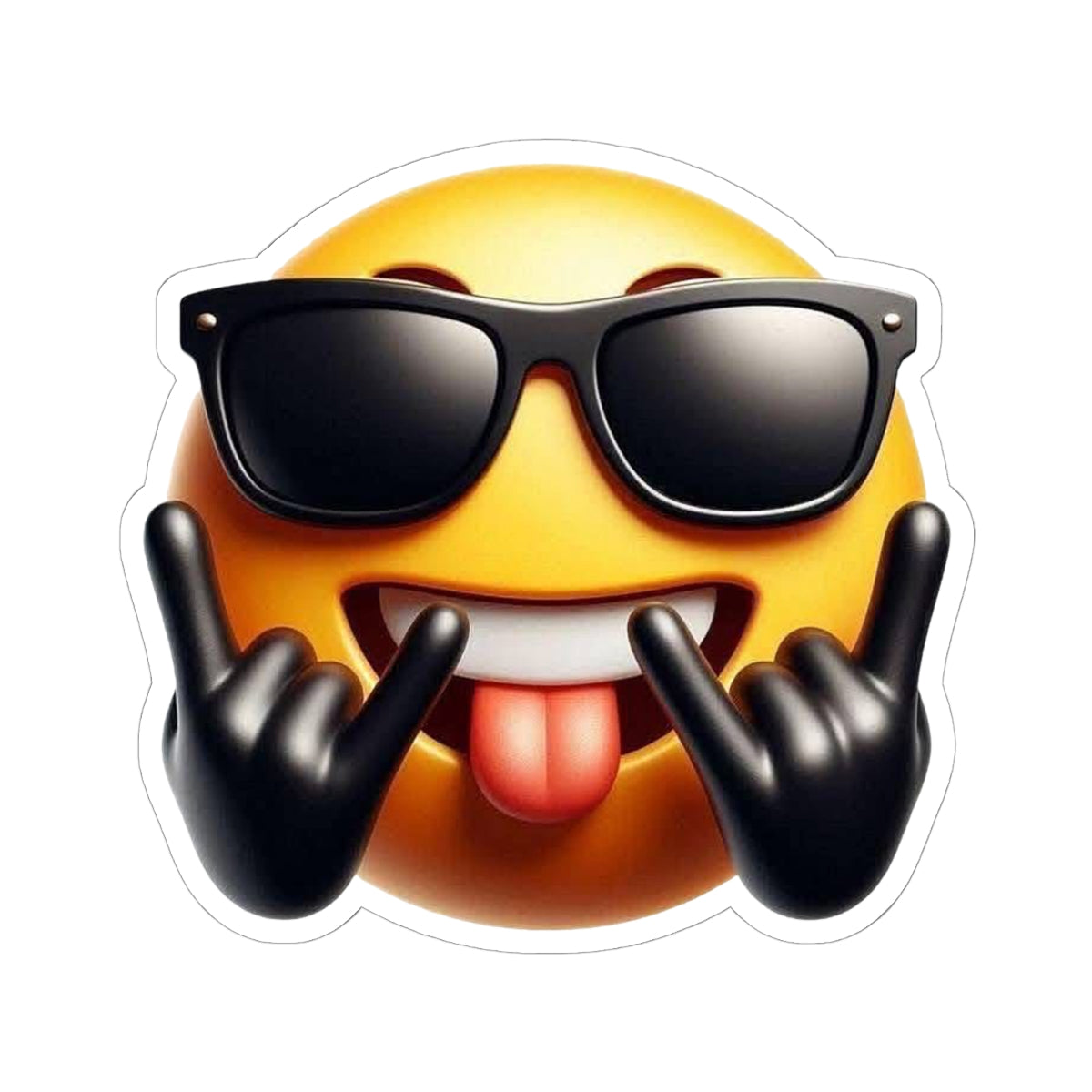 "Rock On Smiley Face" Kiss-Cut Sticker