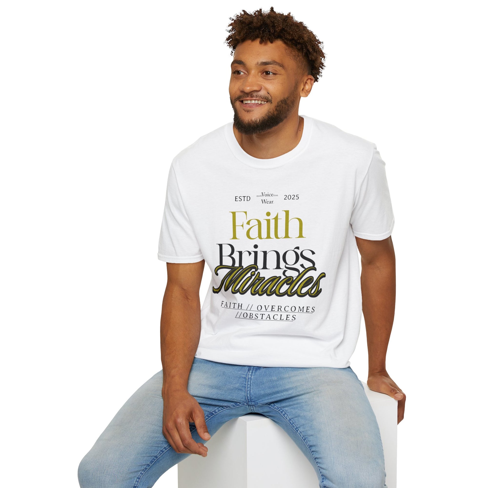 "Faith Brings Miracles" - "moti-Voice-tion Wear" T-Shirt
