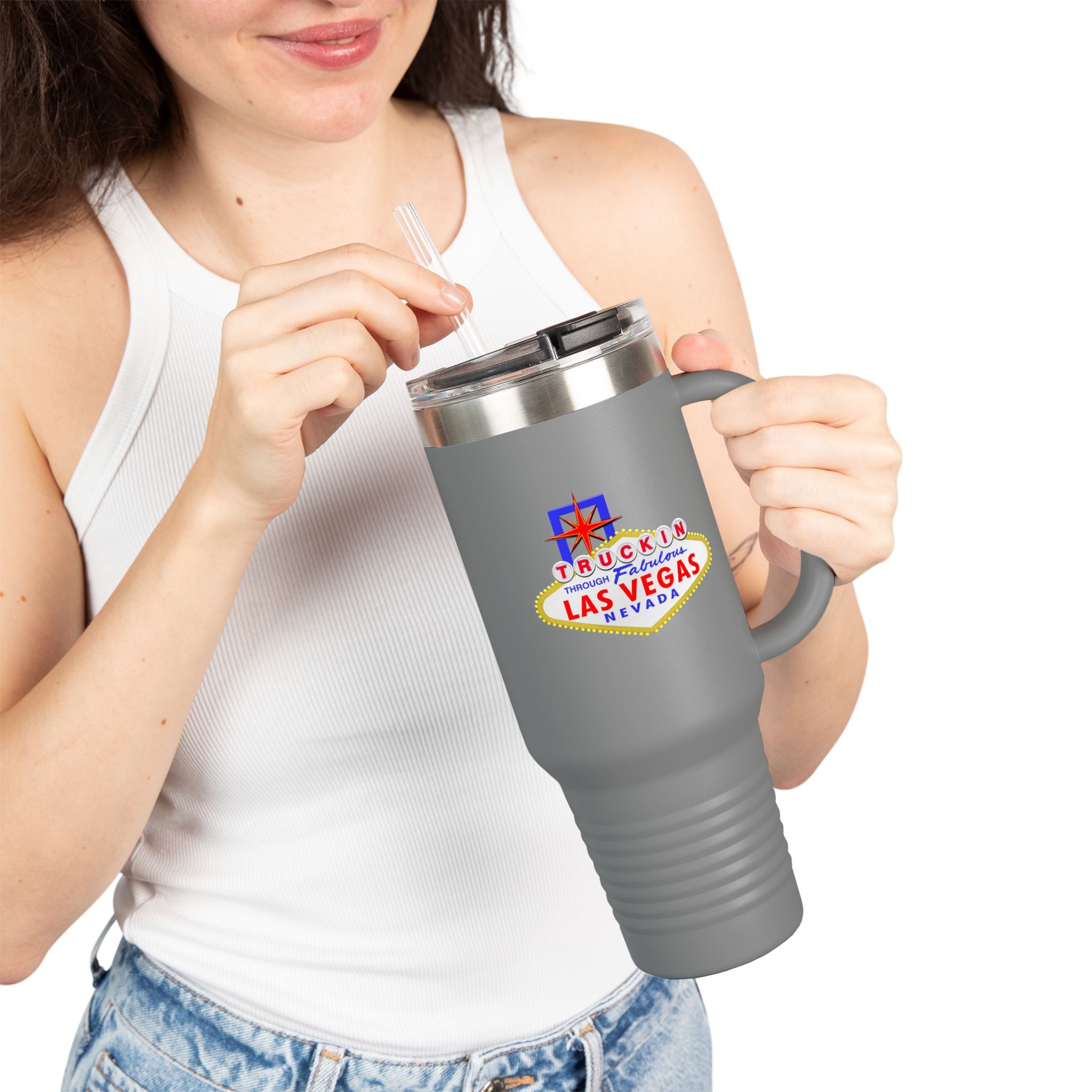 "Truckin Through" Las Vegas Sign 40oz Insulated Travel Mug | Tumbler