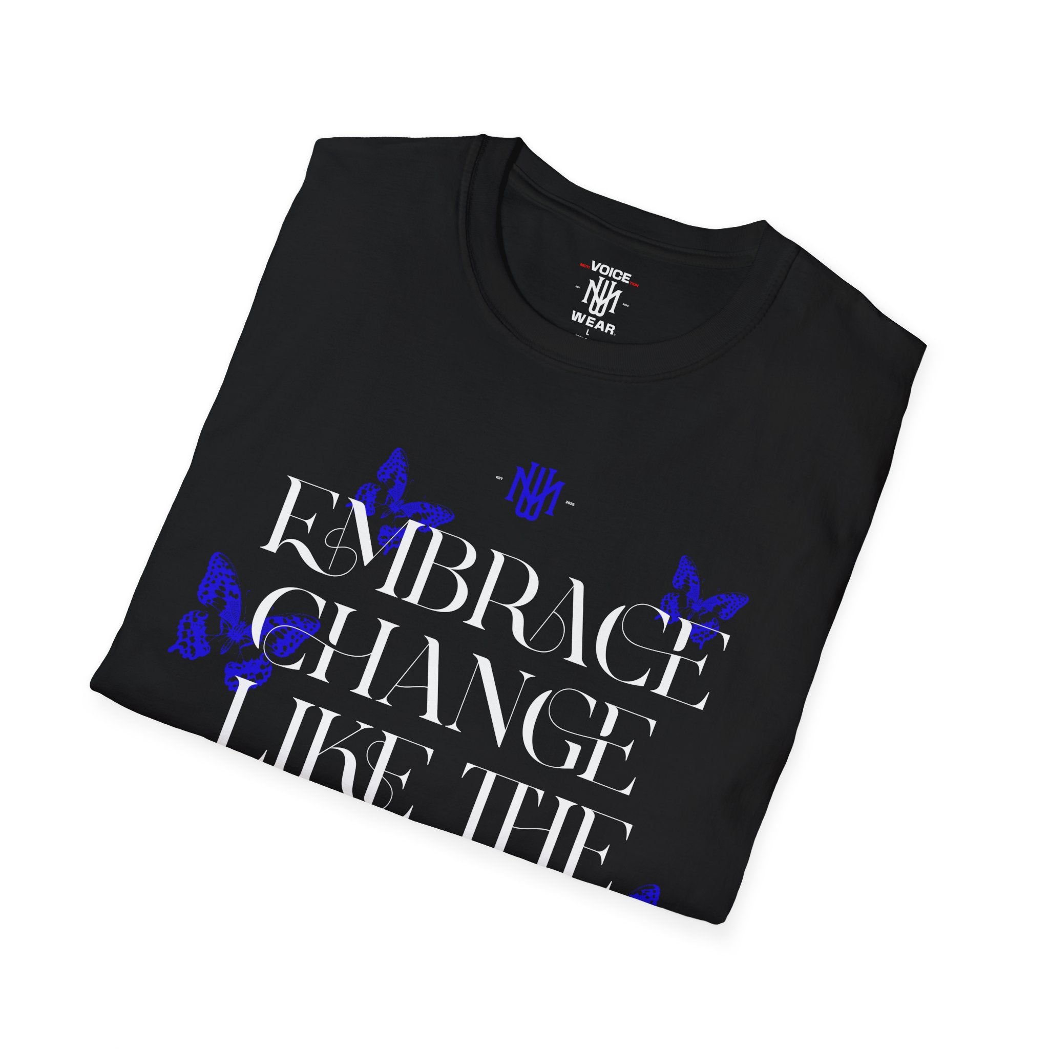 "Embrace Change" - Blue - "moti-Voice-tion Wear" T-Shirt