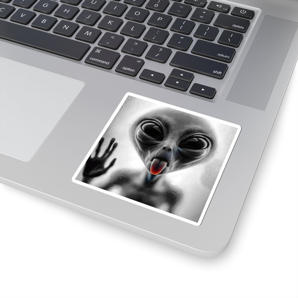 "Alien Licking Through Glass" Kiss-Cut Sticker