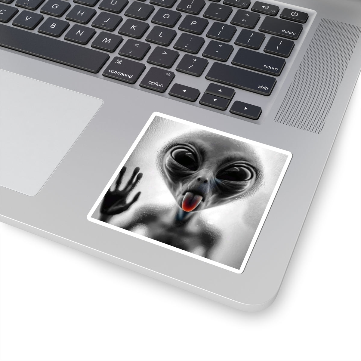 "Alien Licking Through Glass" Kiss-Cut Sticker