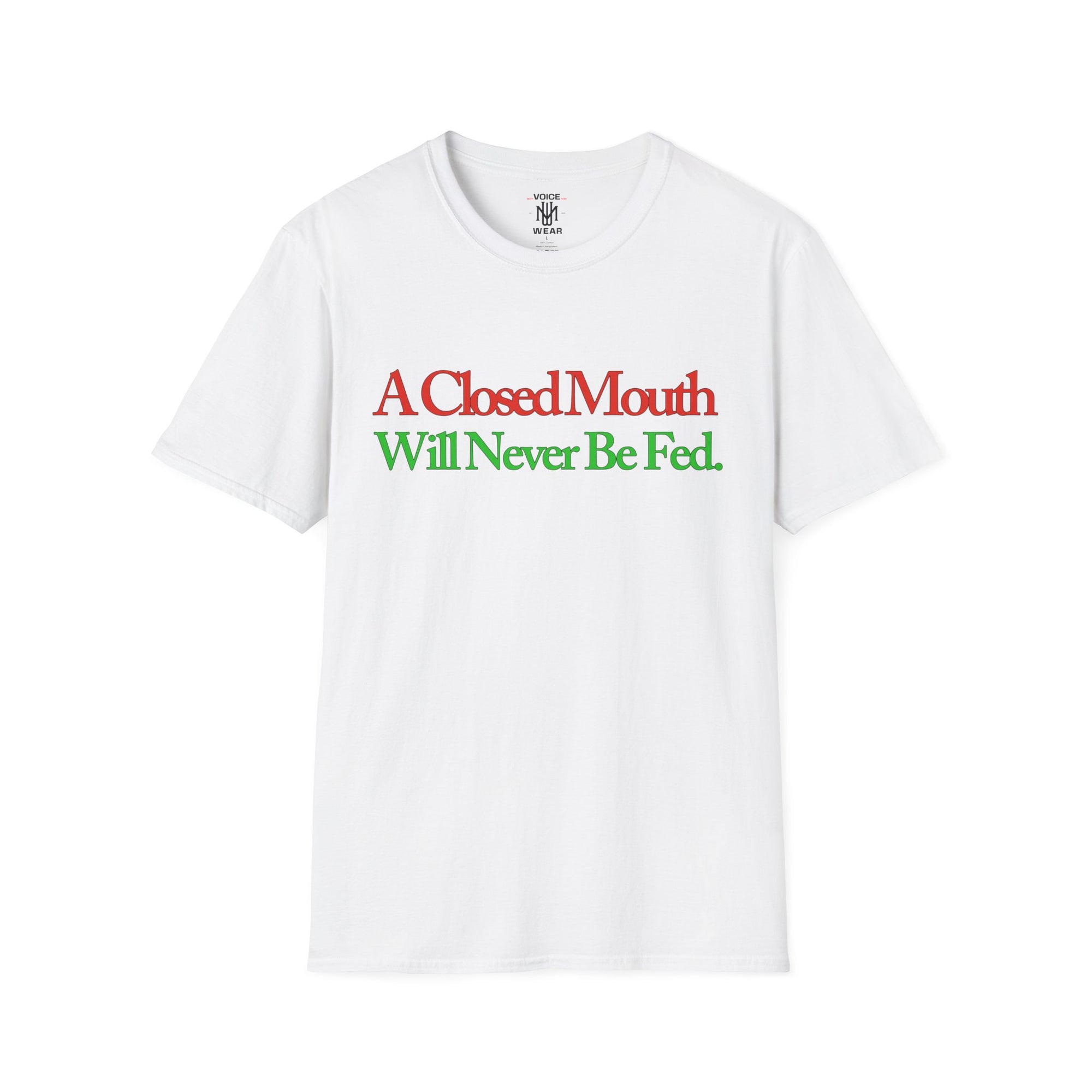 "A Closed Mouth" - "moti-Voice-tion Wear" T-Shirt