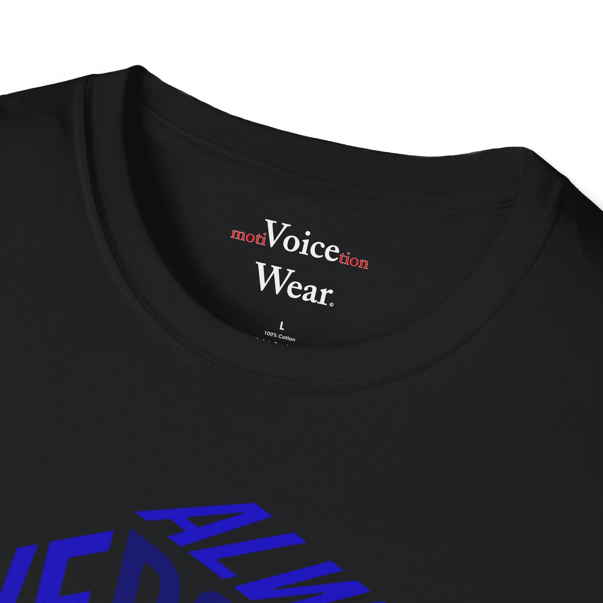 "Overcome Every Challenge (Blue)" - "moti-Voice-tion Wear" T-Shirt