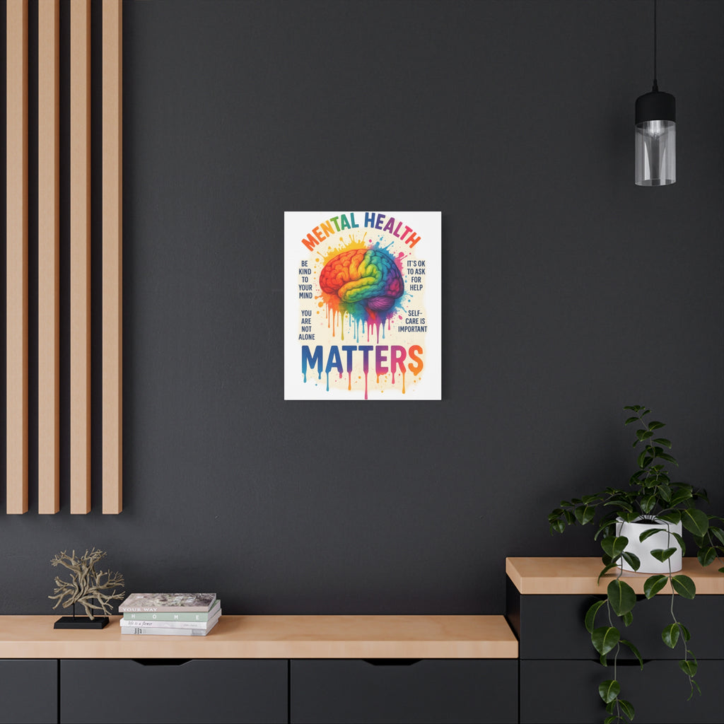 "Mental Health Matters" - Brain Matte Canvas Print
