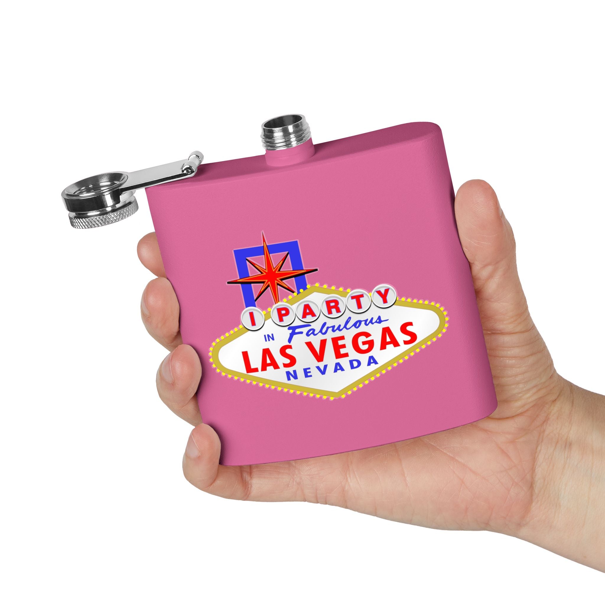 "I Party" Las Vegas Sign 6oz Flask