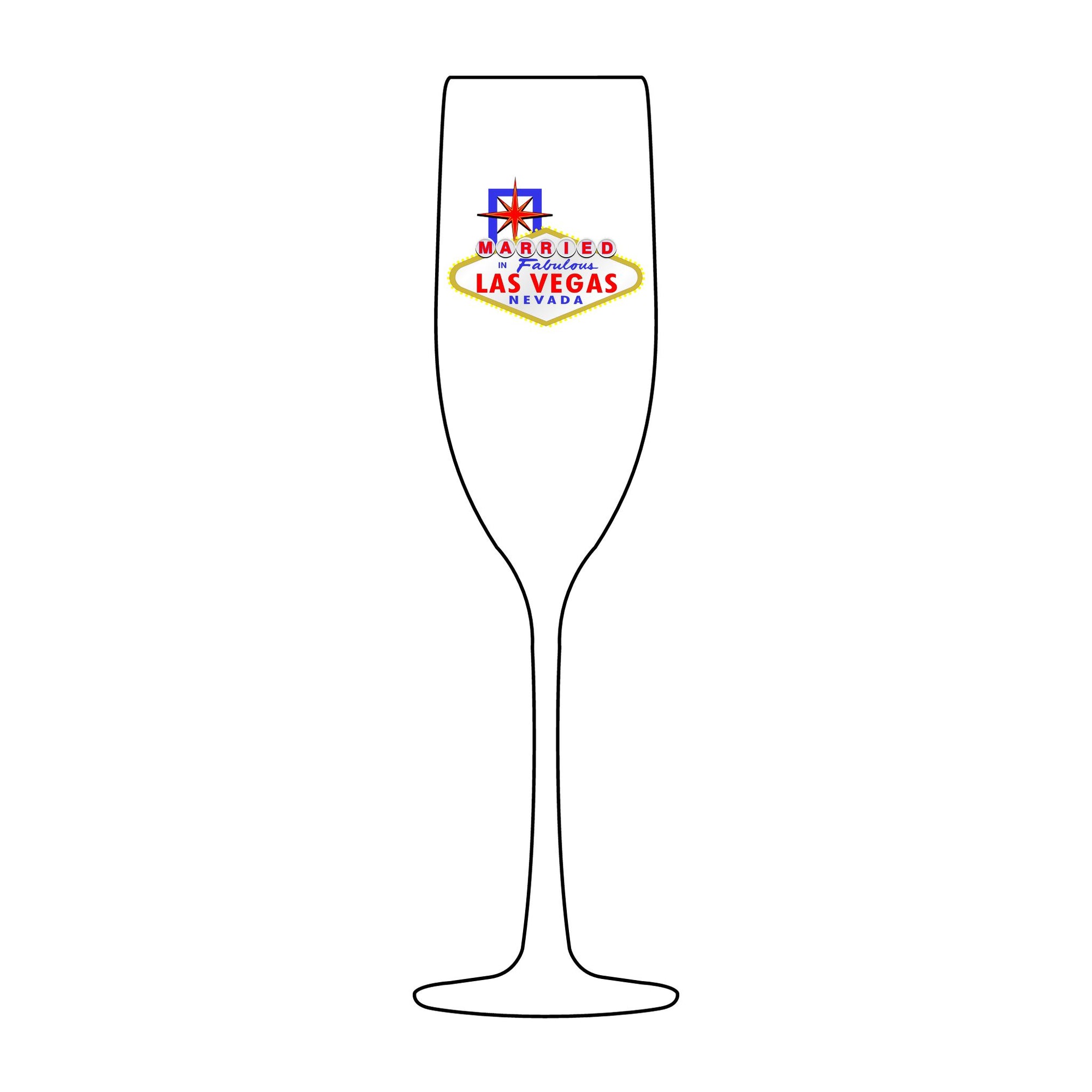 "Married" Las Vegas Sign Engraved Champagne Glass
